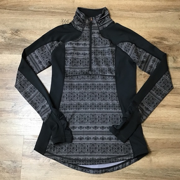 Calia Jacket Pull Over Thumbholes Print Black Gray Size S - Picture 1 of 14